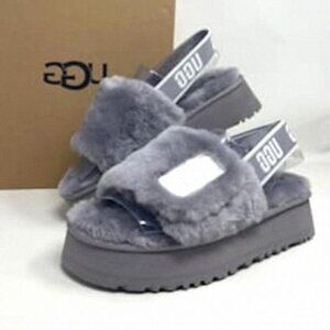 UGG Women's DISCO Slides Gray White Women's Size SAMT 1112258